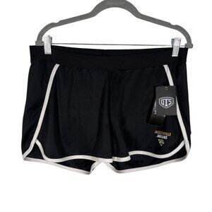 UTS NFL Jacksonville Jaguars Women L Black/White Stripe Lined Running Shorts NWT